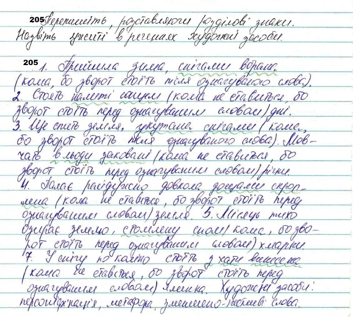 Завдання № 205 - 18. Дієприкметниковий зворот. Розділові знаки в реченнях із дієприкметниковими зворотами - Самостійні частини мови - ГДЗ Українська мова 7 клас О.П. Глазова 2020 