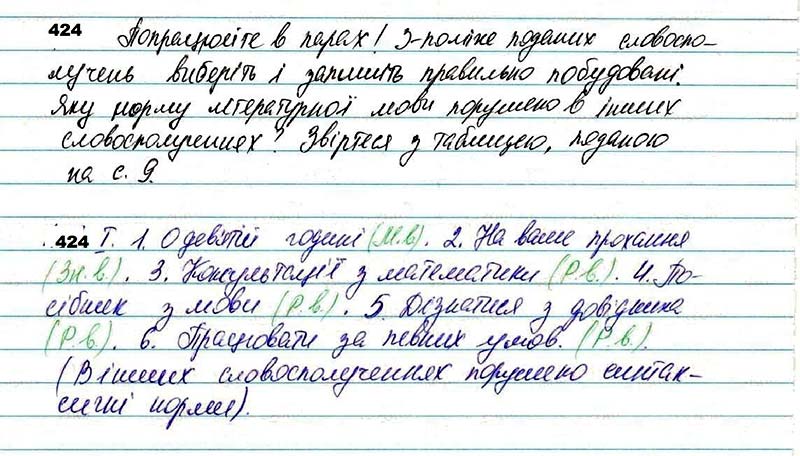 Завдання № 424 - 33. Прийменник як службова частина мови - Самостійні частини мови - ГДЗ Українська мова 7 клас О.П. Глазова 2020 