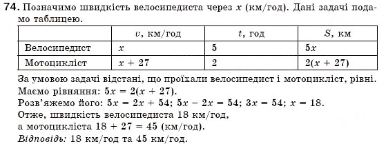 Завдання № 74 - § 3. Розв'язування задач за допомогою лінійних рівнянь. Рівняння як математична модель задачі (Уроки 5-8) - ГДЗ Алгебра 7 клас О.С. Істер 2007