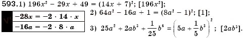 Завдання № 593 - § 17. Розкладання многочленів на множники за допомогою формул квадрата суми і квадрата різниці (Уроки 44, 45) - ГДЗ Алгебра 7 клас О.С. Істер 2007