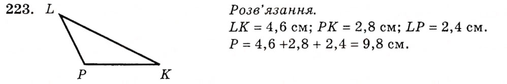 Завдання № 223 - § 11. Трикутник і його елементи - ГДЗ Геометрія 7 клас О.С. Істер 2007