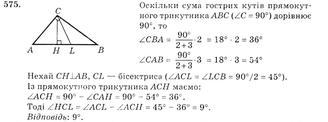 Завдання № 575 - § 23. Коло, вписане в трикутник - ГДЗ Геометрія 7 клас О.С. Істер 2007