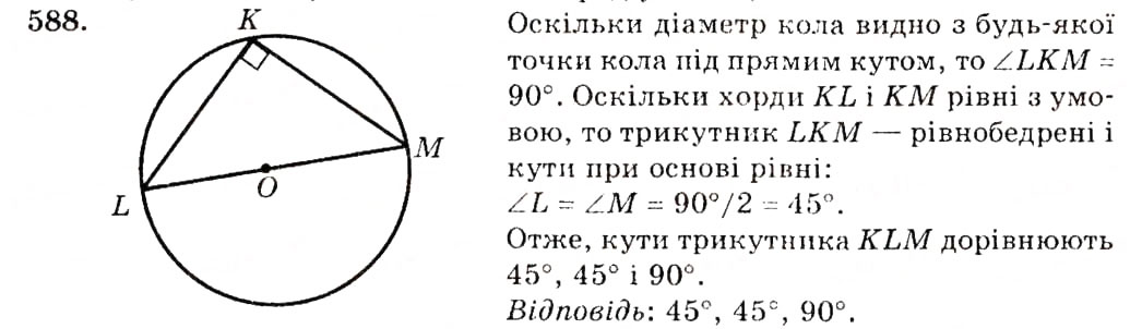 Завдання № 588 - § 24. Коло, описане навколо трикутника - ГДЗ Геометрія 7 клас О.С. Істер 2007