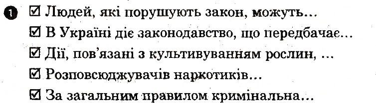 Завдання № 1 - Кримінальна відповідальність за поширення наркотичних речовин - ГДЗ Основи здоров'я 7 клас О.В. Тагліна 2014 - Робочий зошит