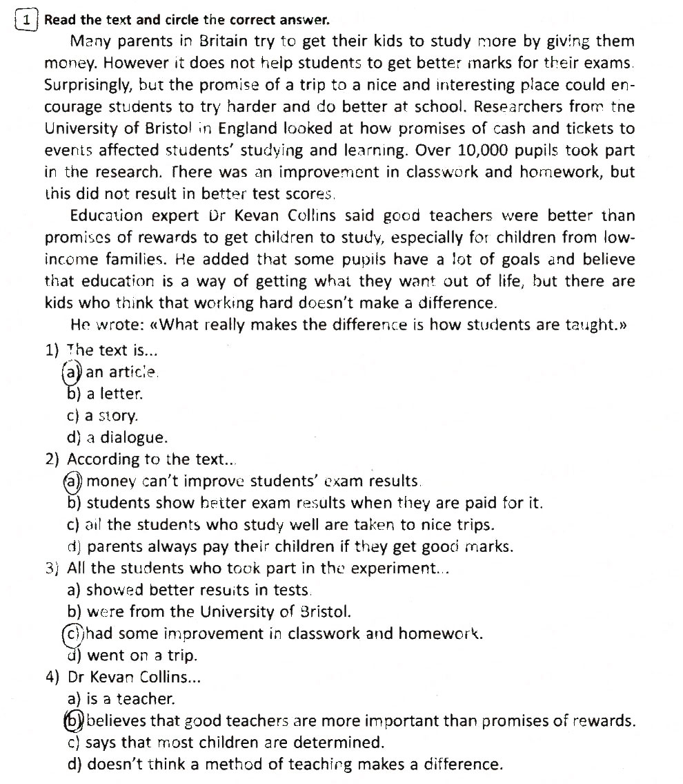 Завдання № 1 - Variant 2 - ГДЗ Англійська мова 7 клас С.В. Мясоєдова 2015 - Зошит для контролю рівня знань