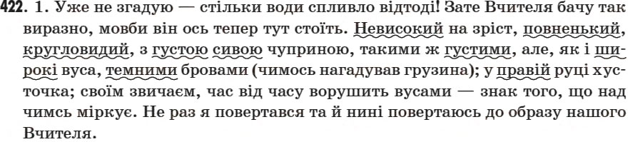 Завдання № 422 - § 60. Усний твір-опис зовнішності людини в художньому стилі - ГДЗ Українська мова 7 клас С.Я. Єрмоленко, В.Т. Сичова 2007