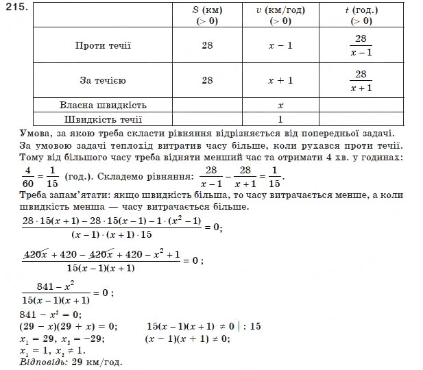 Завдання № 215 - 7. Рівносильні рівняння. Раціональні рівняння - ГДЗ Алгебра 8 клас А.Г. Мерзляк, В.Б. Полонський, М.С. Якір 2008
