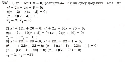 Завдання № 593 - 17. Квадратні рівняння. Розв'язування неповних квадратних рівнянь - ГДЗ Алгебра 8 клас А.Г. Мерзляк, В.Б. Полонський, М.С. Якір 2008