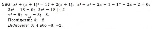 Завдання № 596 - 17. Квадратні рівняння. Розв'язування неповних квадратних рівнянь - ГДЗ Алгебра 8 клас А.Г. Мерзляк, В.Б. Полонський, М.С. Якір 2008