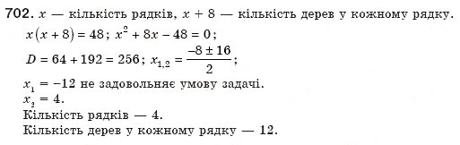Завдання № 702 - 19. Теорема Вієта - ГДЗ Алгебра 8 клас А.Г. Мерзляк, В.Б. Полонський, М.С. Якір 2008