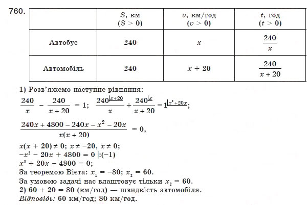 Завдання № 760 - 22. Раціональні рівняння як математичні моделі реальних ситуацій - ГДЗ Алгебра 8 клас А.Г. Мерзляк, В.Б. Полонський, М.С. Якір 2008