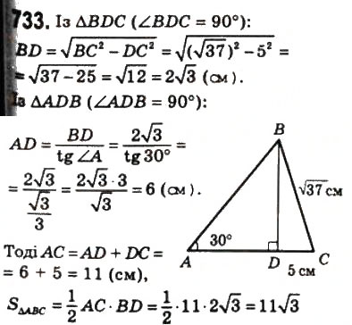 Завдання № 733 - 22. Площа трикутника - ГДЗ Геометрія 8 клас А.Г. Мерзляк, В.Б. Полонський, М.С. Якір 2008