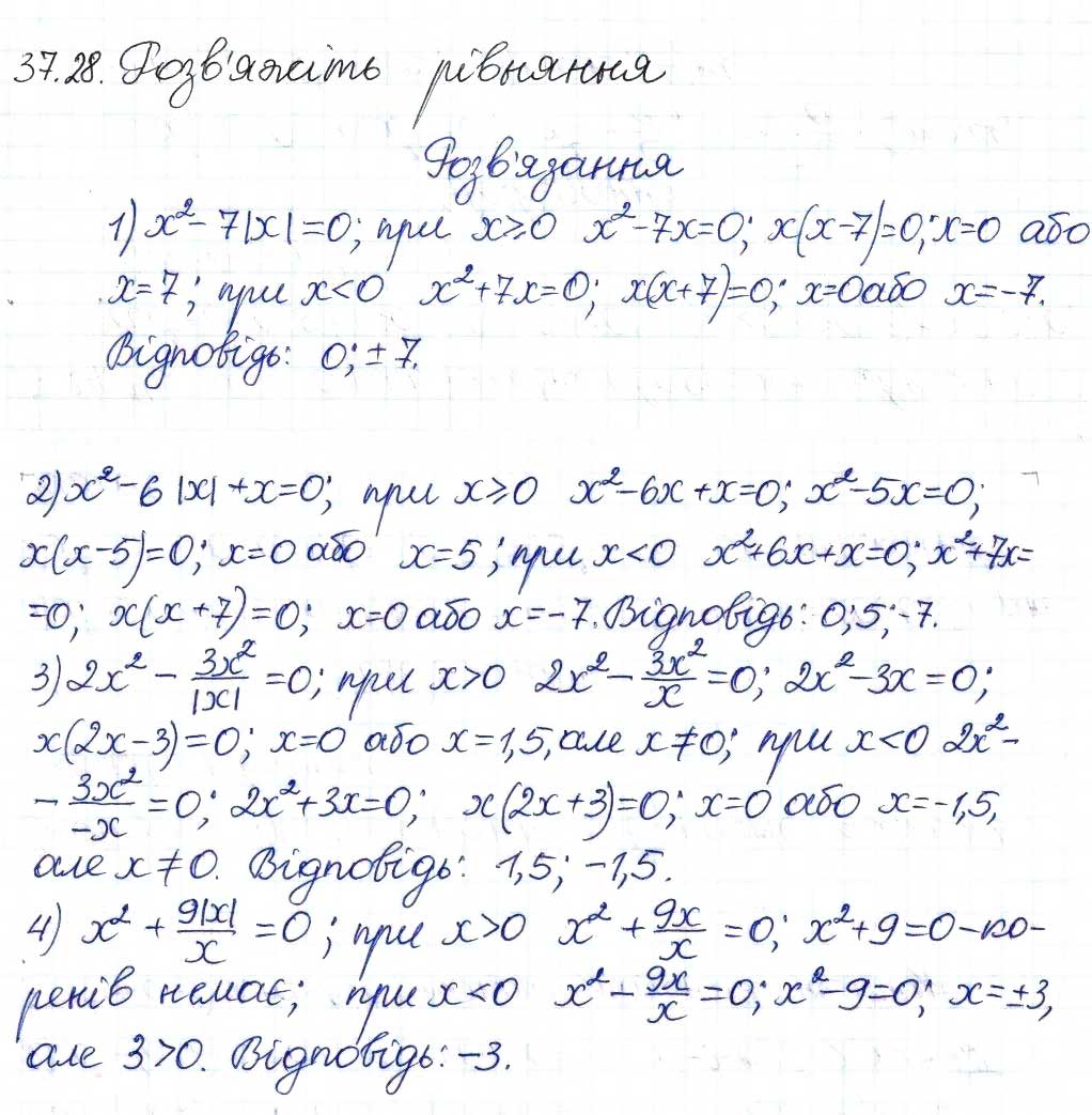 Завдання № 28 - 37. Квадратні рівняння - ГДЗ Алгебра 8 клас А.Г. Мерзляк, В.Б. Полонський, M.С. Якір 2016 - Поглиблений рівень вивчення