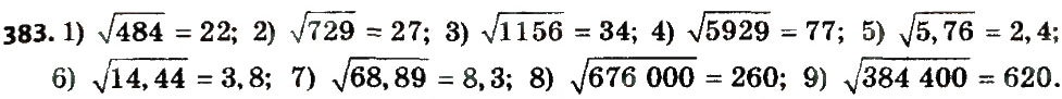 Завдання № 383 - § 2. Квадратні корені. Дійсні числа - ГДЗ Алгебра 8 клас А.Г. Мерзляк, В.Б. Полонський, M.С. Якір 2016