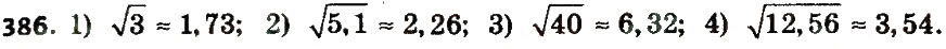 Завдання № 386 - § 2. Квадратні корені. Дійсні числа - ГДЗ Алгебра 8 клас А.Г. Мерзляк, В.Б. Полонський, M.С. Якір 2016