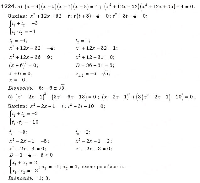 Завдання № 1224 - Задачі та вправи підвищенної складності - ГДЗ Алгебра 8 клас Г.П. Бевз, В.Г. Бевз 2008