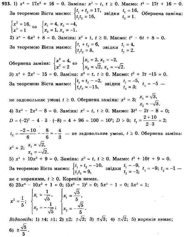 Завдання № 933 - Розділ 3. Квадратні рівняння - ГДЗ Алгебра 8 клас О.С. Істер 2016