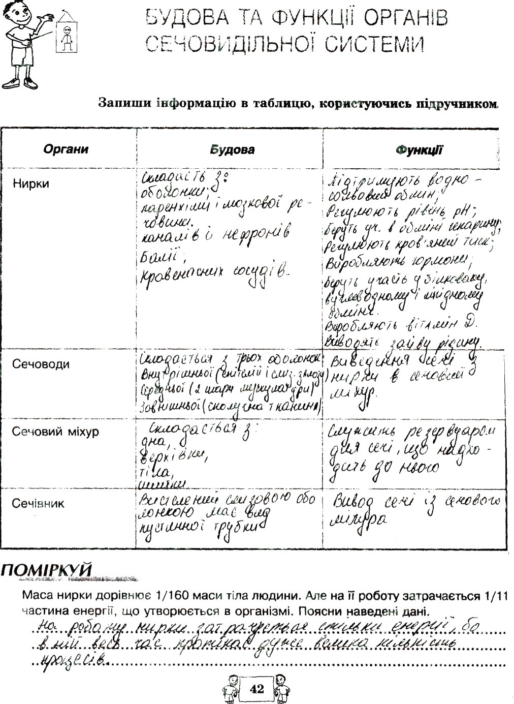 Завдання № 42 - Сторінки 41-59 - ГДЗ Біологія 8 клас М.А. Вихренко, О.А. Андерсон, С.М. Міюс 2016 - Робочий зошит