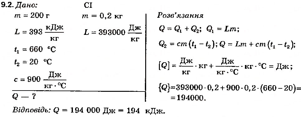 Завдання № 2 - Вправа 9 - ГДЗ Фізика 8 клас Є.В. Коршак, О.І. Ляшенко, В.Ф. Савченко 2003