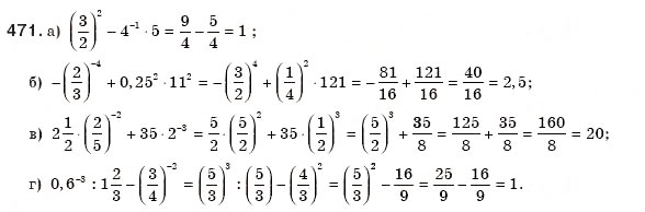 Завдання № 471 - § 10. Степені з цілим показником - ГДЗ Алгебра 8 клас Г.П. Бевз, В.Г. Бевз 2008