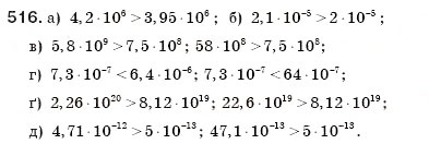 Завдання № 516 - § 11. Стандартний вигляд числа - ГДЗ Алгебра 8 клас Г.П. Бевз, В.Г. Бевз 2008
