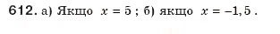 Завдання № 612 - § 13. Функція у=х2 - ГДЗ Алгебра 8 клас Г.П. Бевз, В.Г. Бевз 2008
