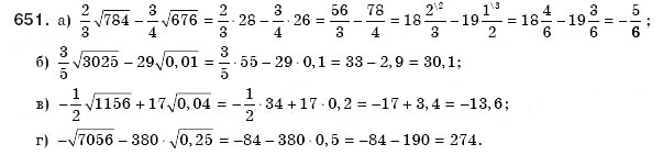 Завдання № 651 - § 14. Квадратні корені - ГДЗ Алгебра 8 клас Г.П. Бевз, В.Г. Бевз 2008