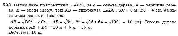 Завдання № 593 - § 13. Теорема Піфагора - ГДЗ Геометрія 8 клас Г.П. Бевз, В.Г. Бевз, Н.Г. Владімірова 2008