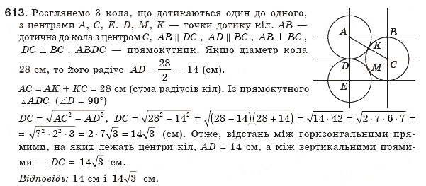 Завдання № 613 - § 13. Теорема Піфагора - ГДЗ Геометрія 8 клас Г.П. Бевз, В.Г. Бевз, Н.Г. Владімірова 2008