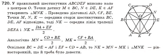 Завдання № 720 - § 16. Вписані й описані многокутники - ГДЗ Геометрія 8 клас Г.П. Бевз, В.Г. Бевз, Н.Г. Владімірова 2008