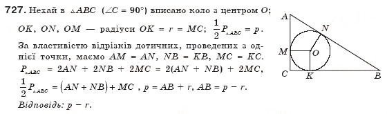 Завдання № 727 - § 16. Вписані й описані многокутники - ГДЗ Геометрія 8 клас Г.П. Бевз, В.Г. Бевз, Н.Г. Владімірова 2008