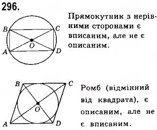 Завдання № 296 - § 7. Вписані й описані чотирикутники - ГДЗ Геометрія 8 клас Г.П. Бевз, В.Г. Бевз, Н.Г. Владімірова 2016