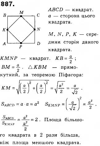 Завдання № 887 - § 20. Площа многокутника - ГДЗ Геометрія 8 клас Г.П. Бевз, В.Г. Бевз, Н.Г. Владімірова 2016