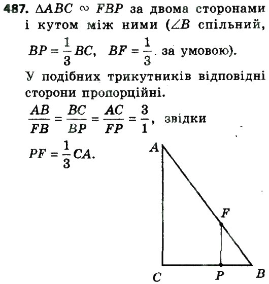Завдання № 487 - Розділ 2. Подібність трикутників - ГДЗ Геометрія 8 клас О.С. Істер 2016