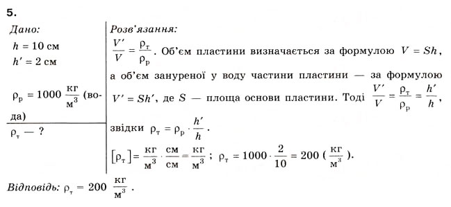 Завдання № 5 - § 16. ПЛАВАННЯ ТІЛ - ГДЗ Фізика 8 клас Л.Е. Генденштейн 2008