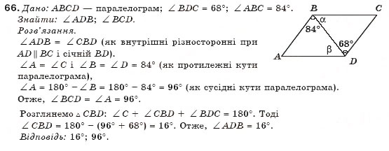 Завдання № 66 - § 2. Паралелограм та його властивості - ГДЗ Геометрія 8 клас М.І. Бурда, Н.А. Тарасенкова 2007