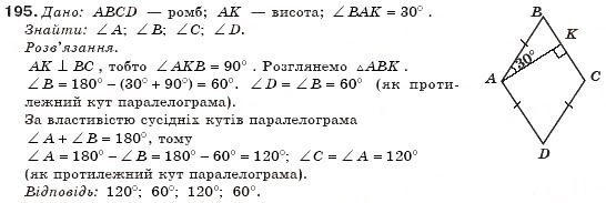 Завдання № 195 - § 5. Ромб. Квадрат - ГДЗ Геометрія 8 клас М.І. Бурда, Н.А. Тарасенкова 2007