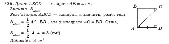 Завдання № 735 - § 17. Площа паралелограма - ГДЗ Геометрія 8 клас М.І. Бурда, Н.А. Тарасенкова 2007