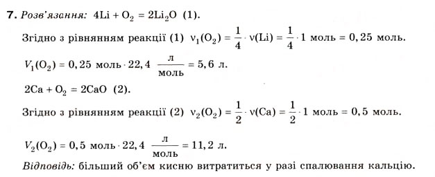 Завдання № 7 - § 7. Розрахунки за рівняннями хімічних реакцій - ГДЗ Хімія 8 клас Н.М. Буринська 2008
