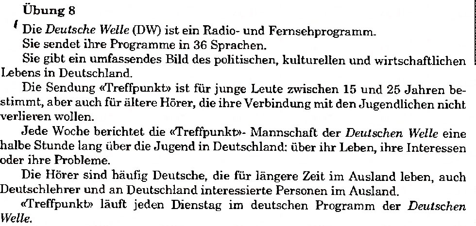 Завдання № 8 - Stunde 4 - ГДЗ Німецька мова 8 клас Н.П. Басай 2002