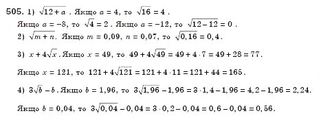 Завдання № 505 - § 14. Квадратні корені. Арифметичний квадратний корінь (Уроки 34, 35) - ГДЗ Алгебра 8 клас О.С. Істер 2008