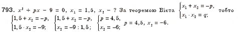 Завдання № 793 - § 22. Теорема Вієта (Уроки 51, 52) - ГДЗ Алгебра 8 клас О.С. Істер 2008