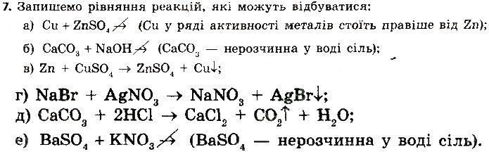 Завдання № 7 - § 38. Хімічні властивості солей - ГДЗ Хімія 8 клас О.В. Григорович 2016