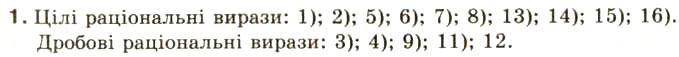 Завдання № 1 - § 1. Раціональні вирази. Допустимі значення змінних - ГДЗ Алгебра 8 клас О.Я. Біляніна, Н.Л. Кінащук, І.М. Черевко 2008