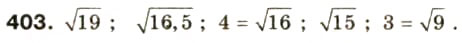 Завдання № 403 - § 19. Функція у = √х, її графік та властивості - ГДЗ Алгебра 8 клас О.Я. Біляніна, Н.Л. Кінащук, І.М. Черевко 2008