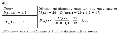 Завдання № 40 - § 4. Відносна густина газу - ГДЗ Хімія 8 клас П.П. Попель, Л.С. Крикля 2008