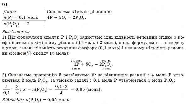 Завдання № 91 - § 10. Розрахунки за хімічними рівняннями - ГДЗ Хімія 8 клас П.П. Попель, Л.С. Крикля 2008