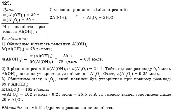 Завдання № 125 - § 13. Амфотерні оксиди та гідроксиди - ГДЗ Хімія 8 клас П.П. Попель, Л.С. Крикля 2008