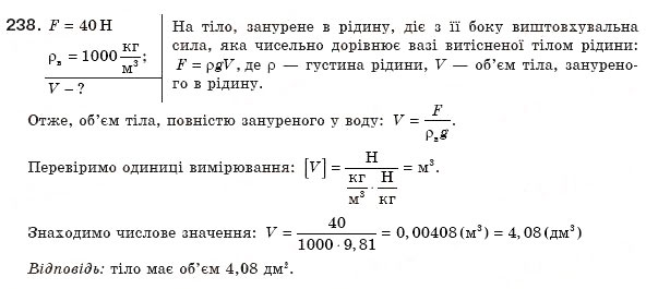 Завдання № 238 - § 32. Гідростатичне зважування - ГДЗ Фізика 8 клас В.Д. Сиротюк 2008