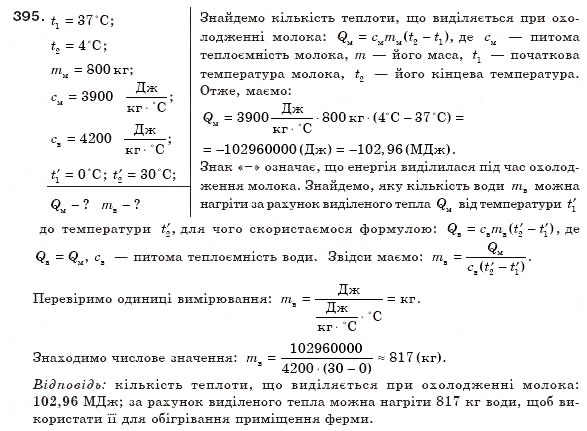 Завдання № 395 - § 46. Тепловий баланс - ГДЗ Фізика 8 клас В.Д. Сиротюк 2008